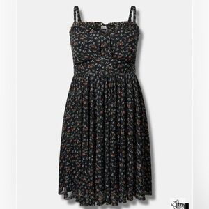 Torrid women’s size 00 mini mesh shirred bust skater dress, size 10